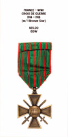WW1 - Croix de Guerre 1914 - 1918 (with Bronze Star) - Reverse