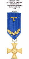 Luftwaffe 40 Year Long Service Medal Gold Medal on Ribbon with Oakleaf and Eagle - Obverse