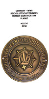 Reichsluftschutzbundes Member Identification Plaque