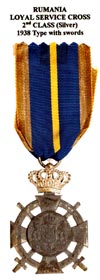 Loyal Service Cross 2nd Class (Silver) 1938 Type with swords