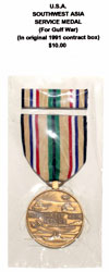 Southwest Asia Service Medal (For Gulf War - In original 1991 contract box)