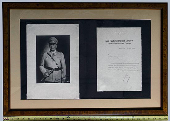 Framed Hermann Gring Autographed Honorarium