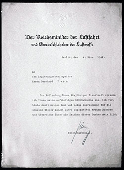 Framed Hermann Gring Autographed Honorarium