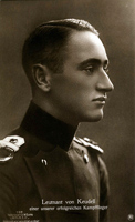 Leutnant Hans von Keudell. Sanke 555. Glue mark around reverse edge.
