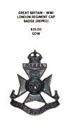 Great Britain - WWI - London Regiment Cap Badge (Reproduction)