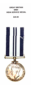 WWII India Service Medal