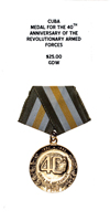 Cuba, medal for the 40th Anniversary of the Revolutionary Armed Forces - Obverse