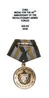 Cuba, medal for the 40th Anniversary of the Revolutionary Armed Forces - Reverse