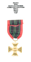 WWII Resistance Member Combatant Volunteer Medal (repro) - Reverse
