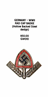 Rad Cap Badge (Hollow Backed Steel Design)