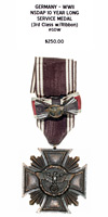 NSDAP 10 Year Long Service Medal 3rd Class with Ribbon - Obverse