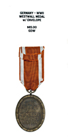 Westwall Medal with Envelope - Reverse