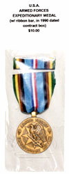 Armed Forces Expeditionary Medal (with ribbon bar, in 1990 contract box)