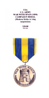 U.S. Army War with Spain (1898) Campaign Medal (Modern Strike) - Obverse