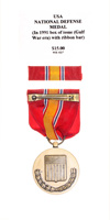 National Defense Medal (In 1991 box of issue - Gulf War era - with ribbon bar) - Reverse