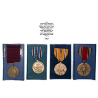 Group of 4 Medals: Navy Good Conduct Medal, WWII American Campaign Medal (with box), WWII Pacific Campaign Medal, and WWII Victory Medal
