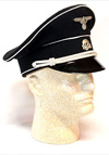 WWII German Allgemeine SS Officer Black Wool Visor Hat (Reproduction)