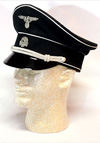 WWII German Allgemeine SS Officer Black Wool Visor Hat (Reproduction)